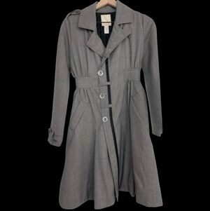 Diesel Belted Trenchcoat Waist Cinch S Black White Tweed Trench Coat Belt Jacket